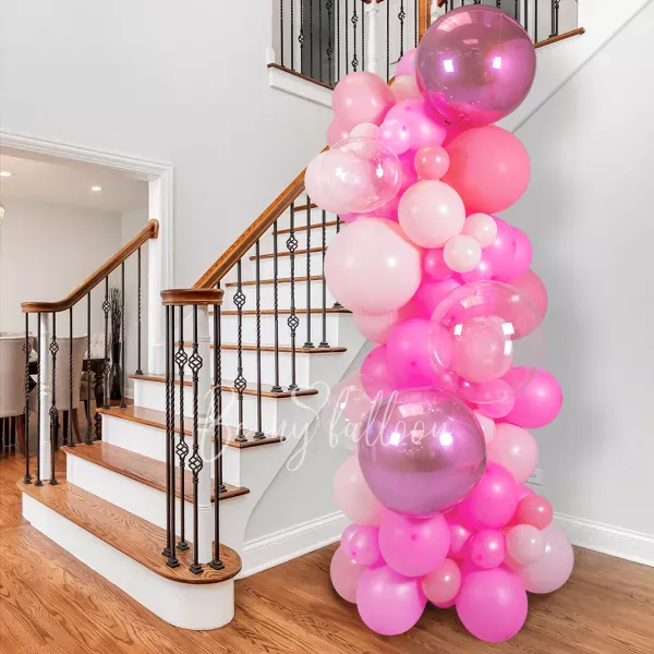 Organic balloon column "Big pink bang"