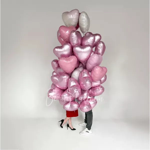 50 هيليوم فويل هارتس بينك ميكس