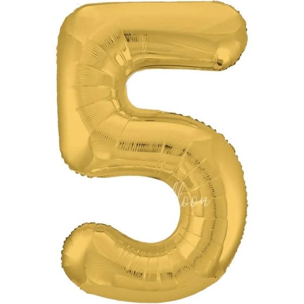 40" Helium foil gloss Gold Number 5 balloon