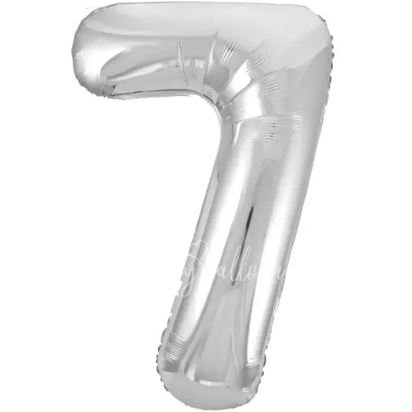 40" Helium foil gloss Silver Number 7 balloon