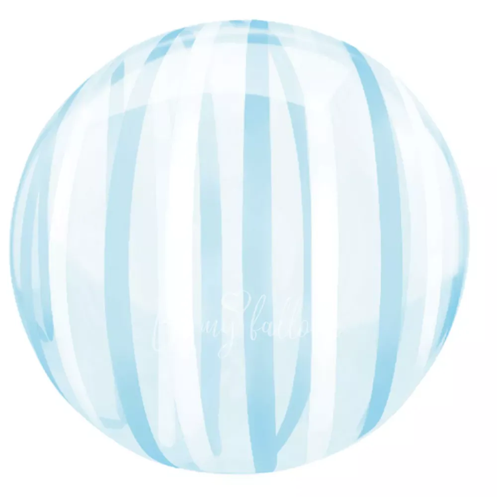 18" Helium foil gloss Blue Stripes 3D Sphere balloon