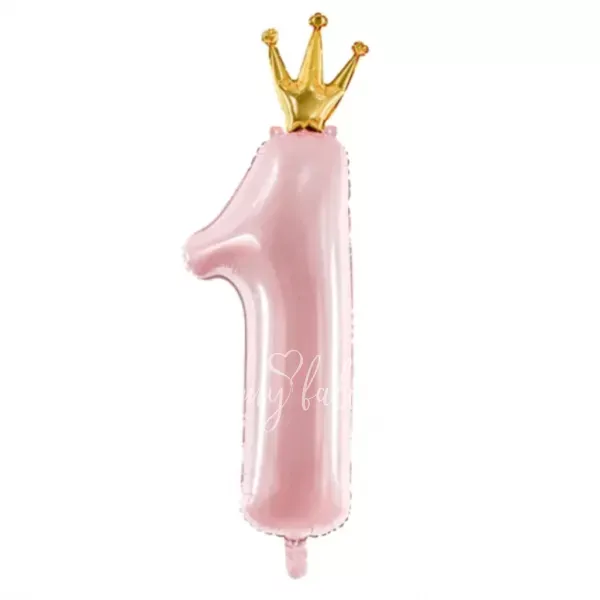 36" Helium foil Pink Crown Number 1 balloon