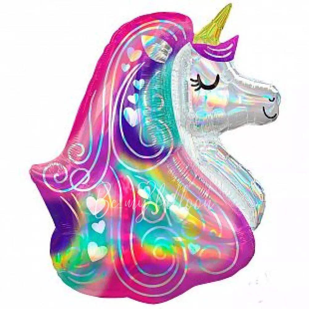 30" Foil Figure Unicorn Mother of Pearl Head