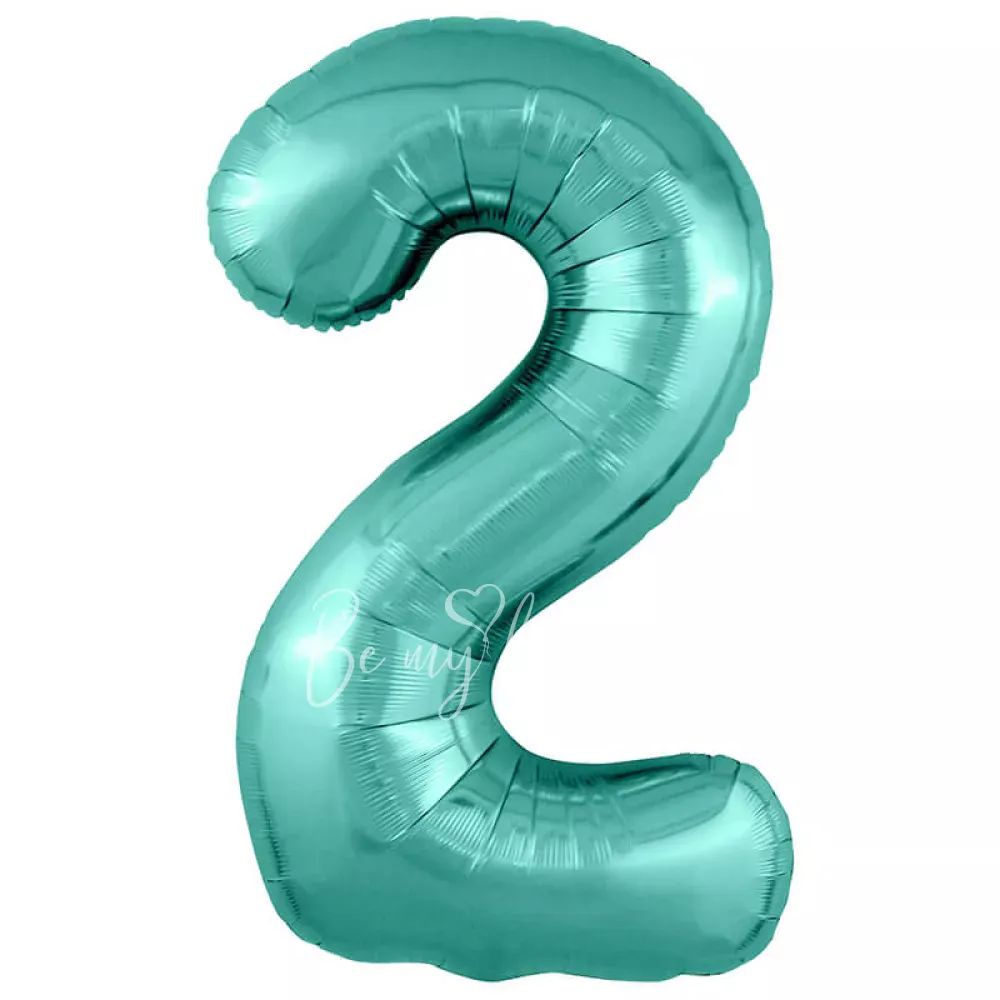 40" Helium foil Biscay green Number 2 balloon