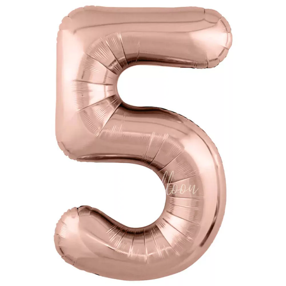 40" Гелевая Цифра "5" из фольги Розовое золото Slim в упаковке