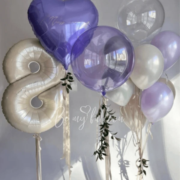 Set of balloons with the number "Lilac glow"