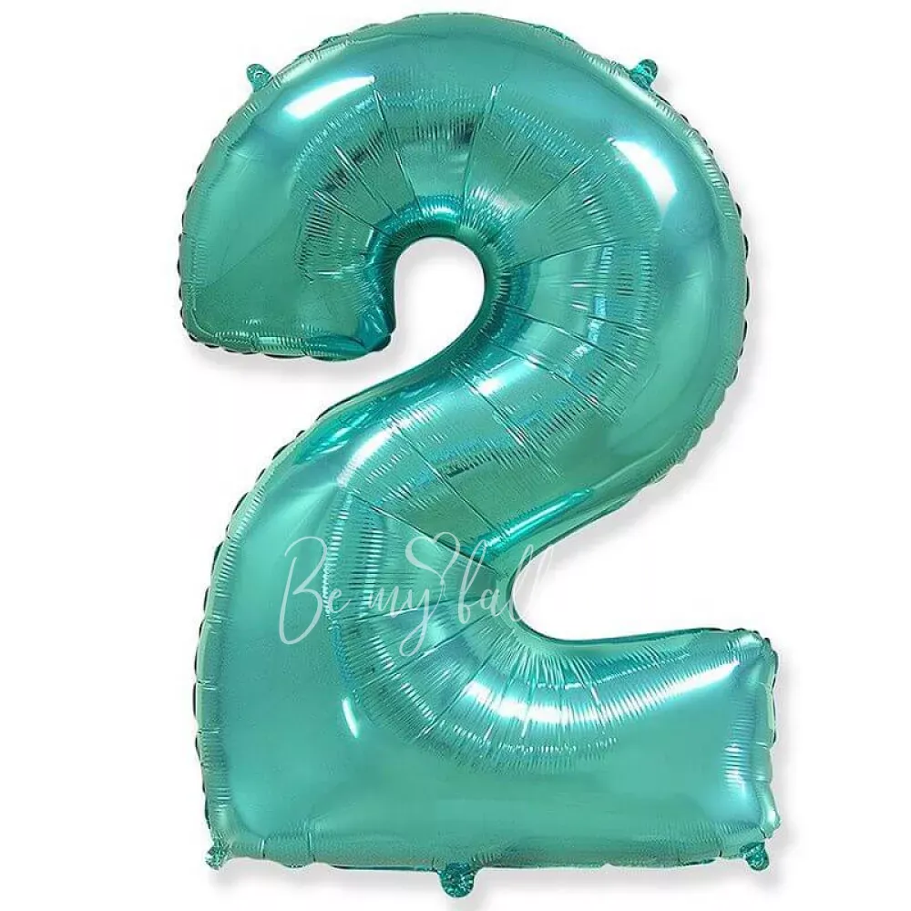 40" Helium foil gloss Tiffany Number 2 balloon