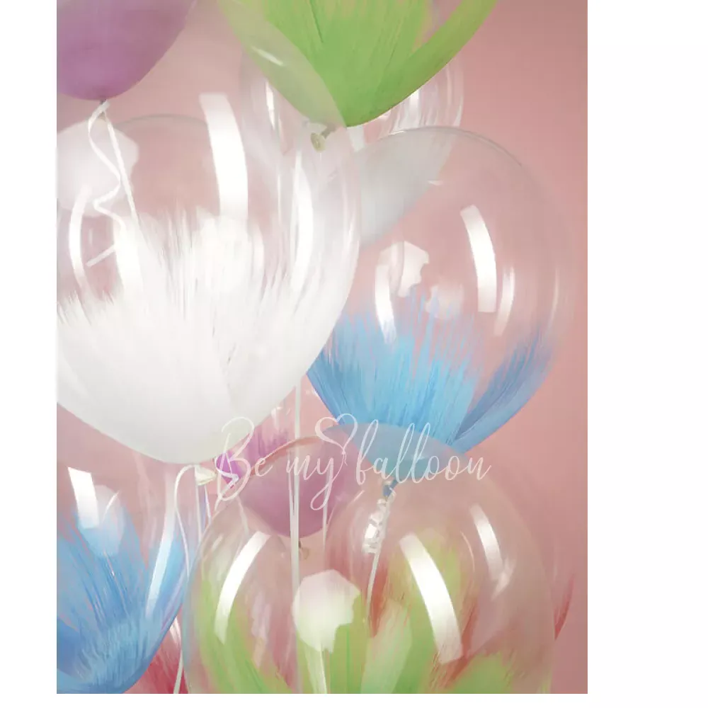 12" Helium Latex Crystal Blue Brush Printed balloon