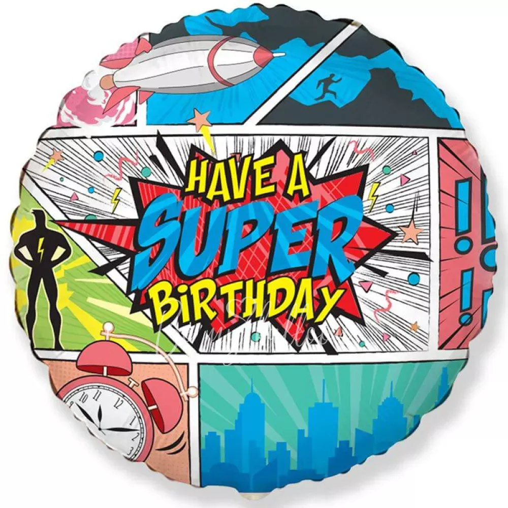 18" Helium foil Birthday Comics balloon