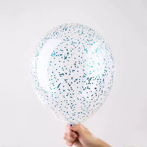 12" Helium latex Blue shades Confetti Balloon 