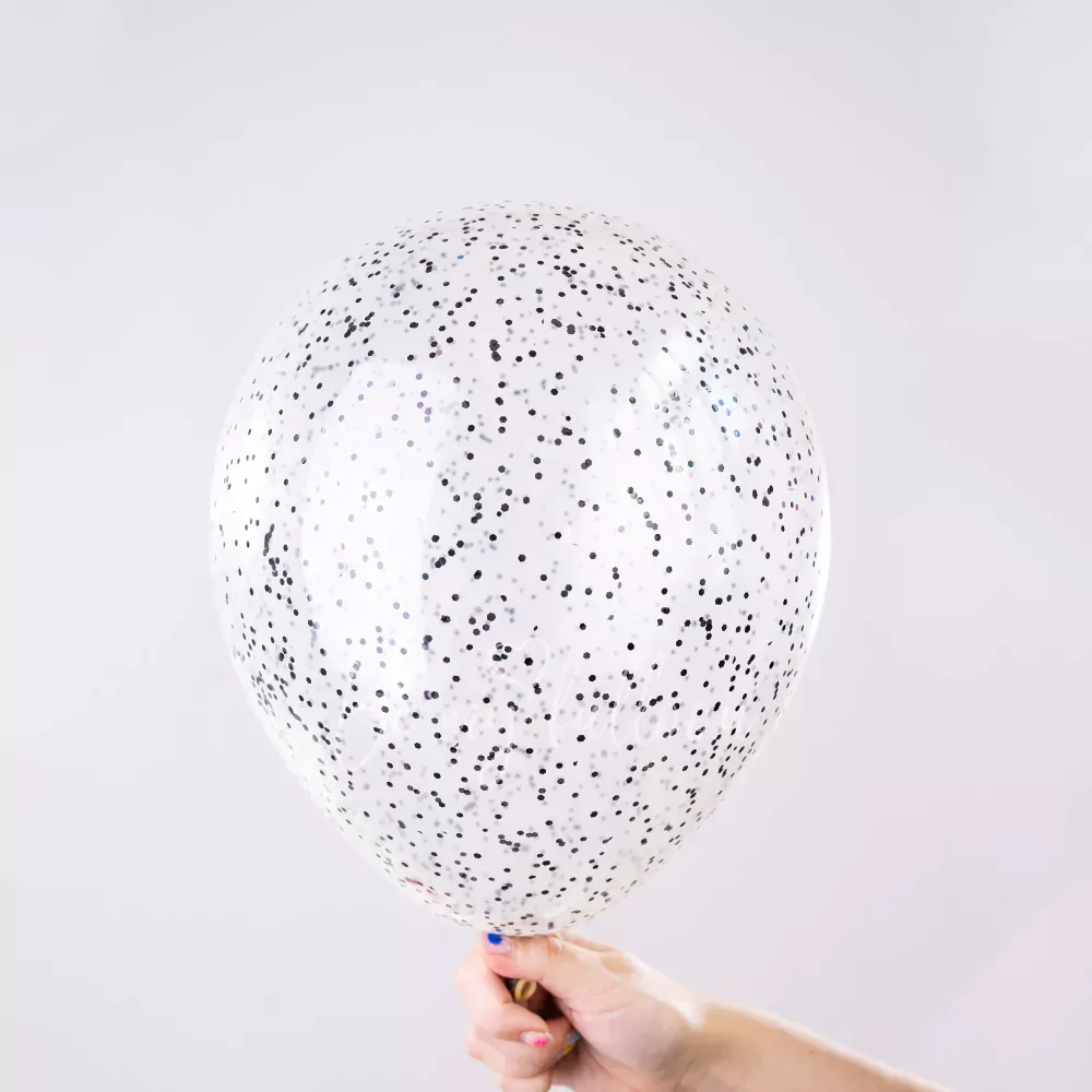 12" Helium latex Black Confetti Balloon 