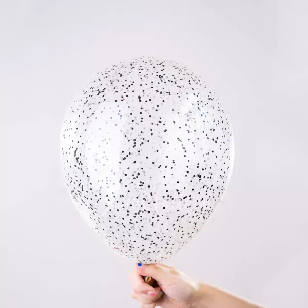 12" Helium latex Black Confetti Balloon 