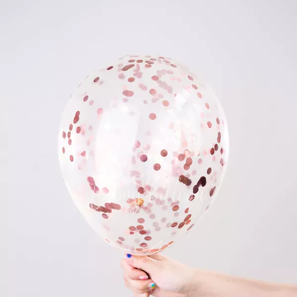 12" Helium latex Large Rose Gold Confetti Balloon 