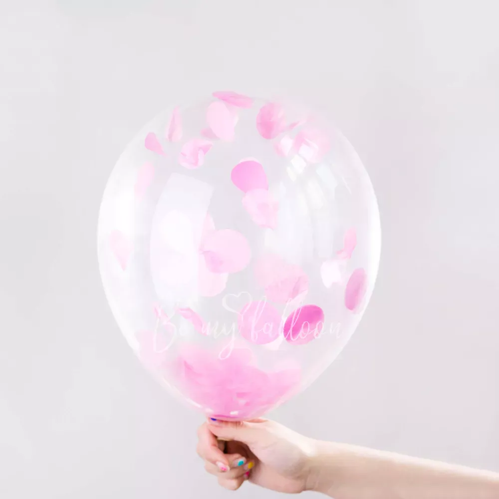 12" Helium latex Large Pink Confetti Balloon 