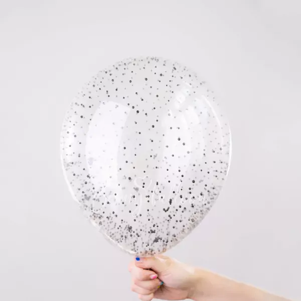 12" Helium latex Black Drops Confetti Balloon 