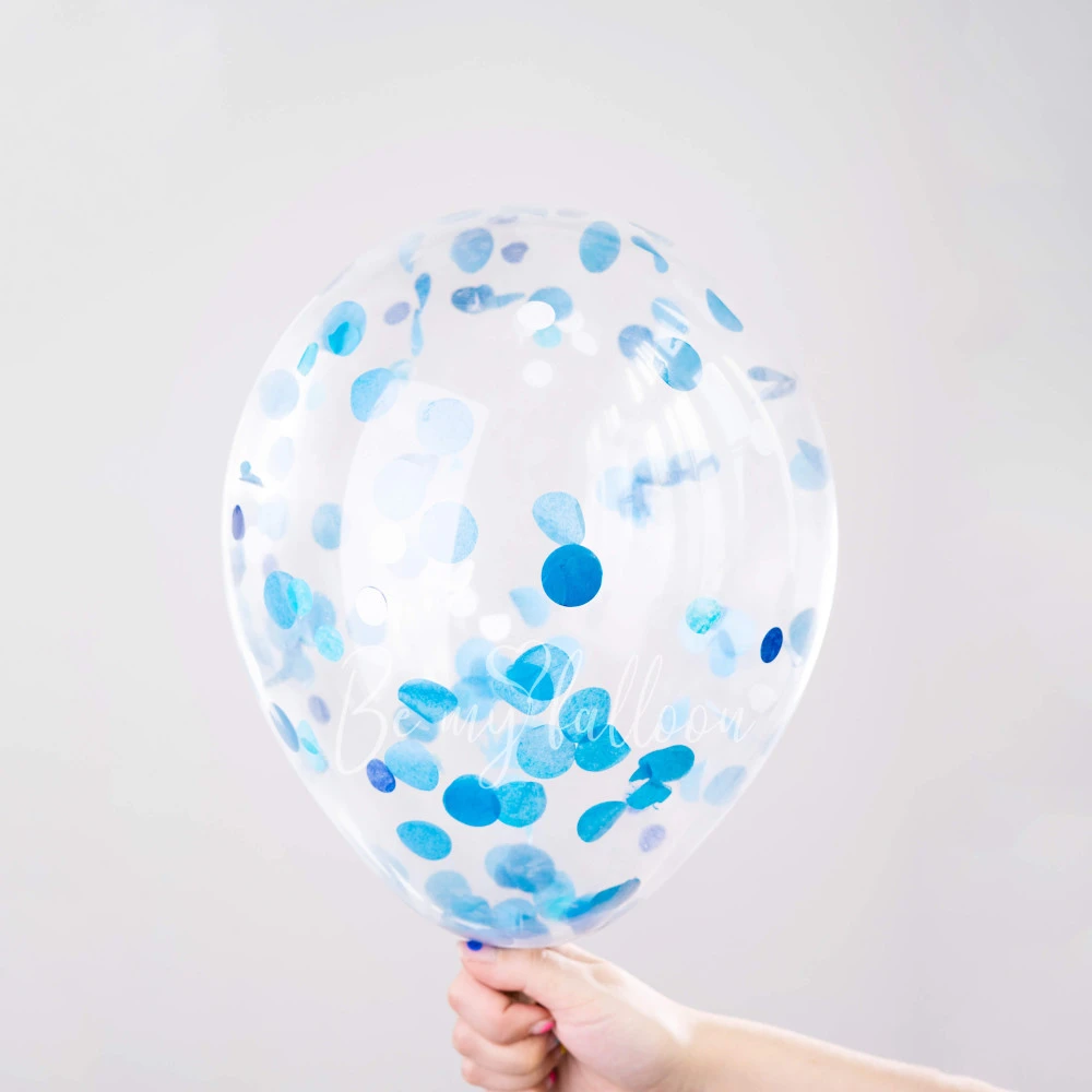 12" Шар латексный с конфетти большие голубые