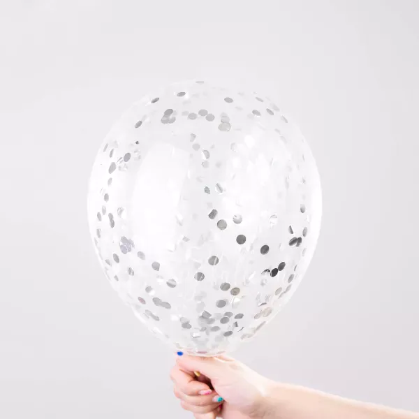 12" Helium latex Silver Confetti Balloon 