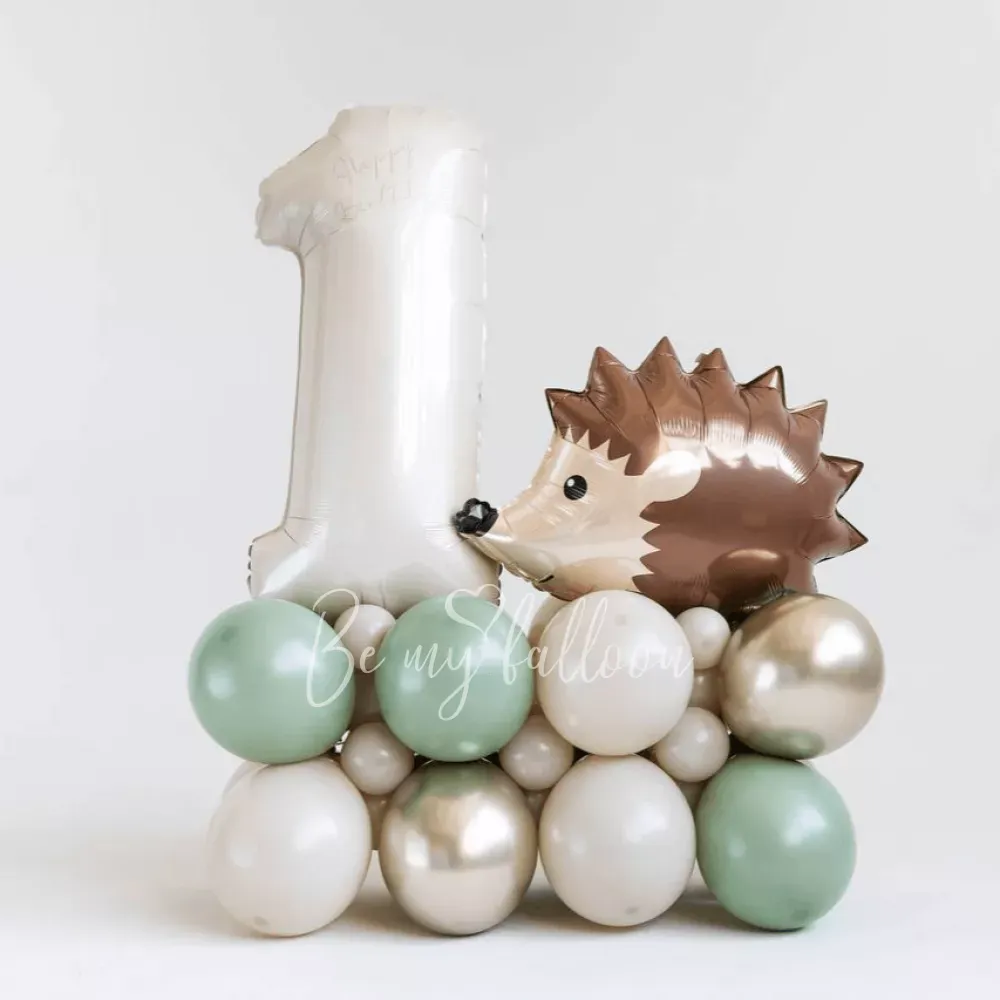 Hedgehog air-filed birthday balloon composition