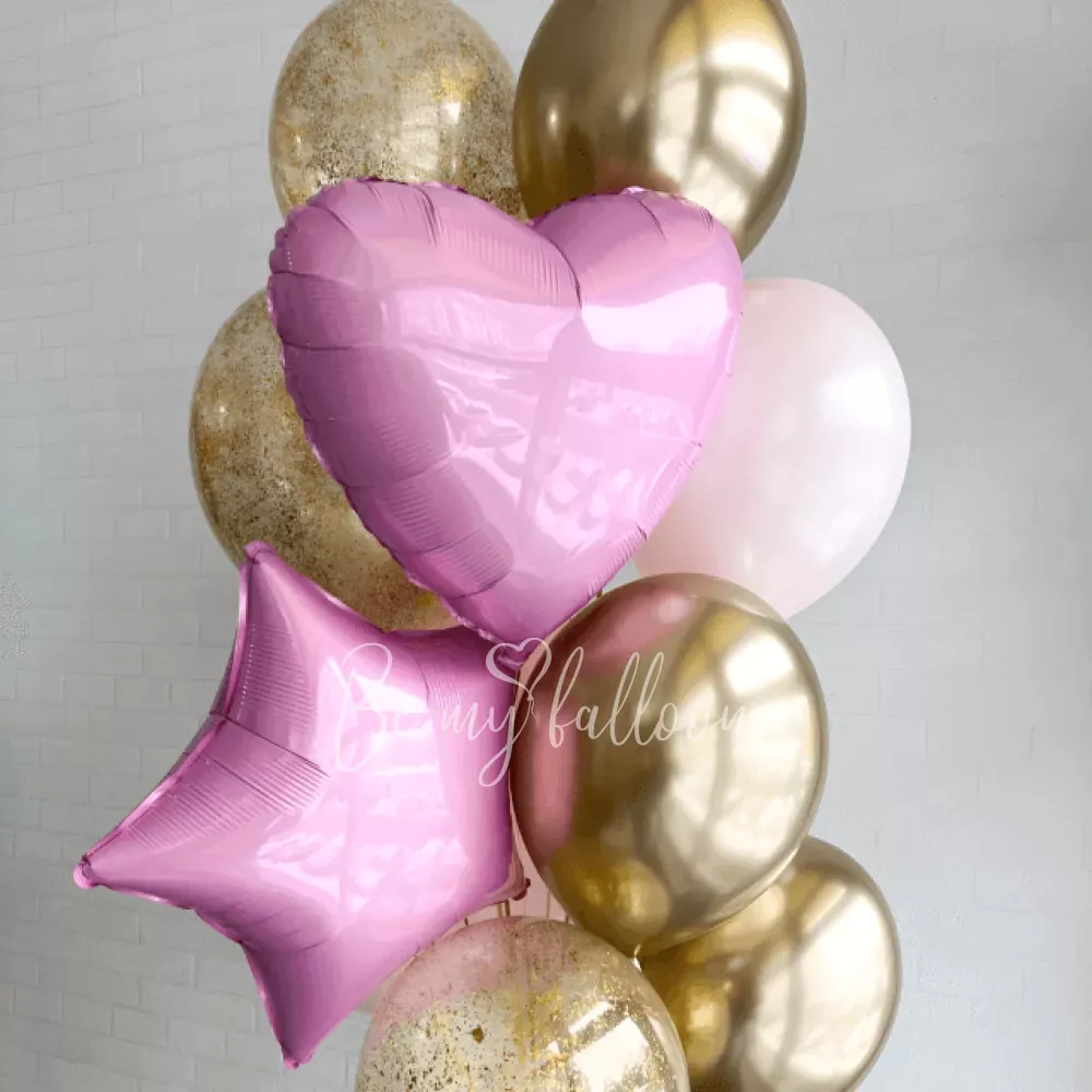 Pink & Gold Helium balloon Bouquet