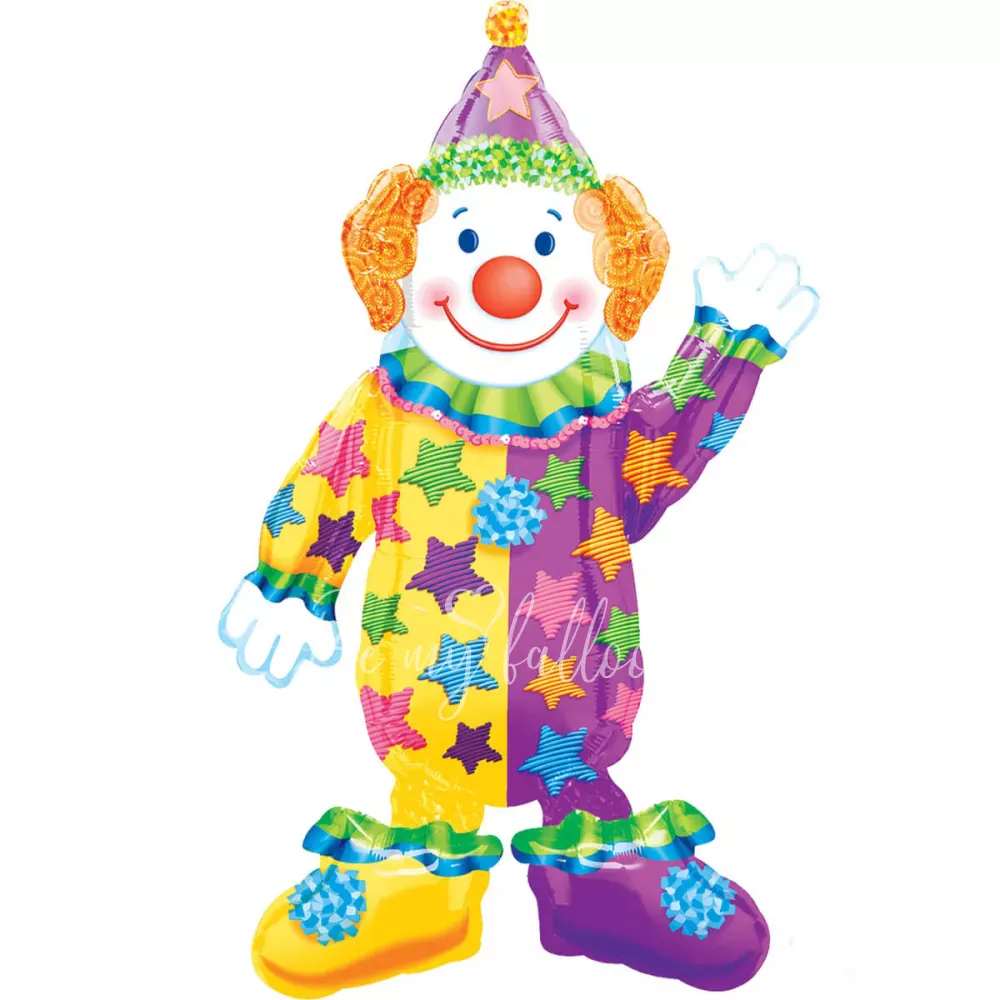 44" Air-filled foil Clown Air walker balloon