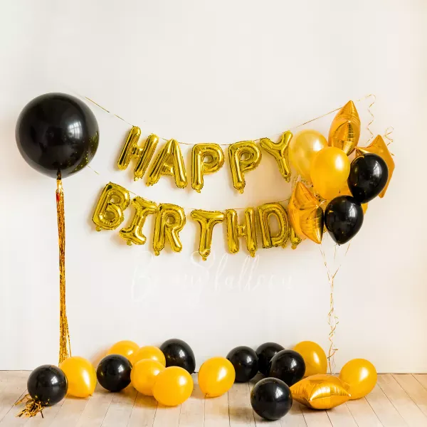 Набор шаров (фотозона) "Happy Birthday"