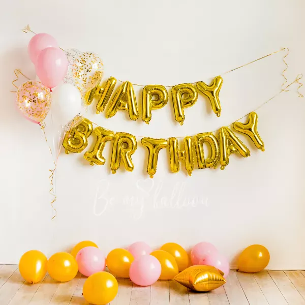 Набор шаров (фотозона) "Happy Birthday"
