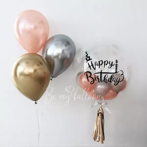 Chrome Happy Birthday balloon bouquet