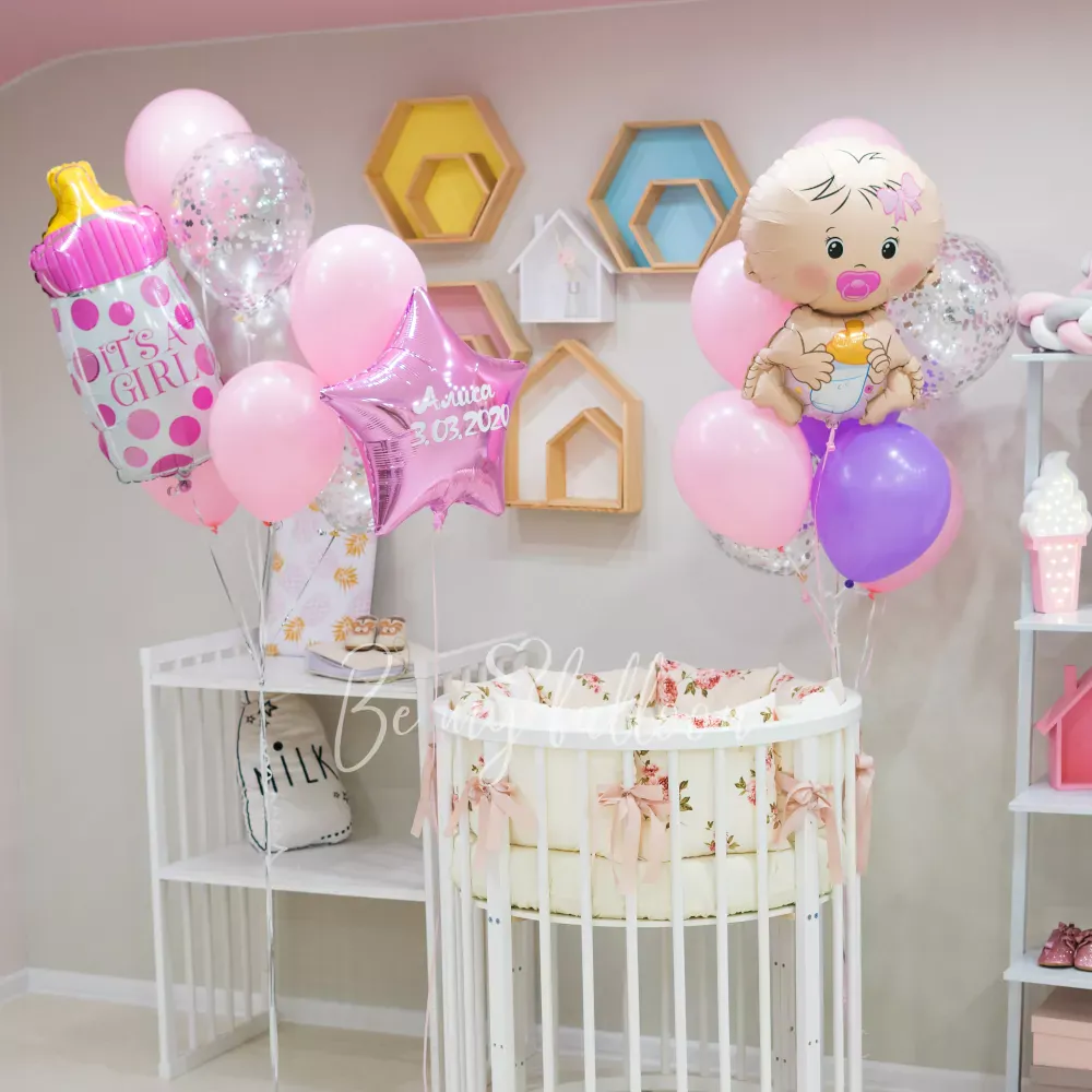 باقة بالونات شكراً لك علي الإبنة مع زجاجة من الحليب!