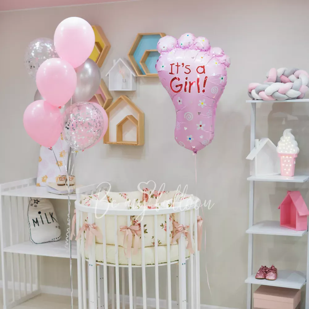 30" Helium foil pink Baby foot balloon