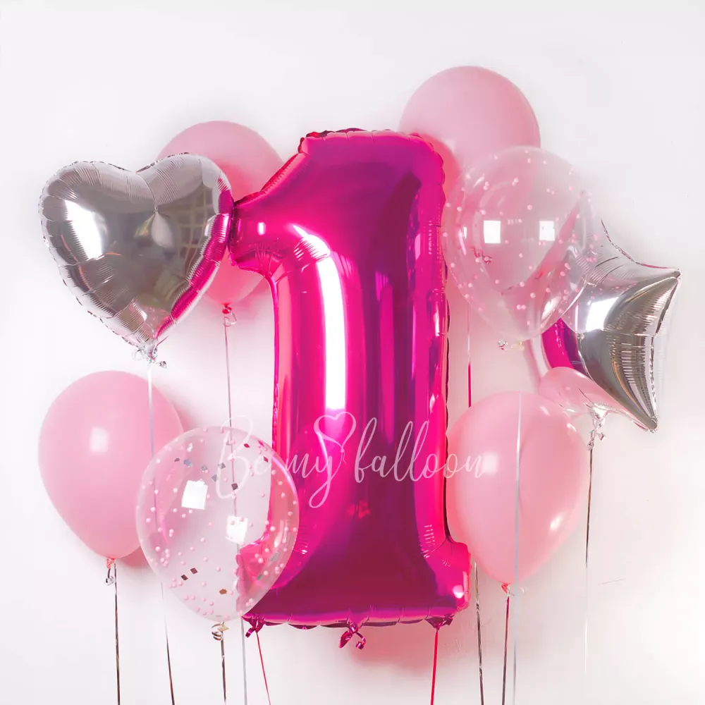 Magenta First Birthday! Balloon Bouquet