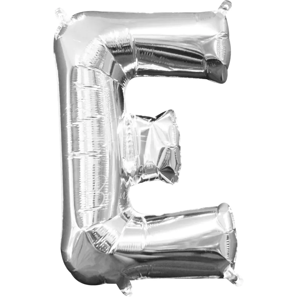 40" Helium foil gloss Silver Letter E balloon