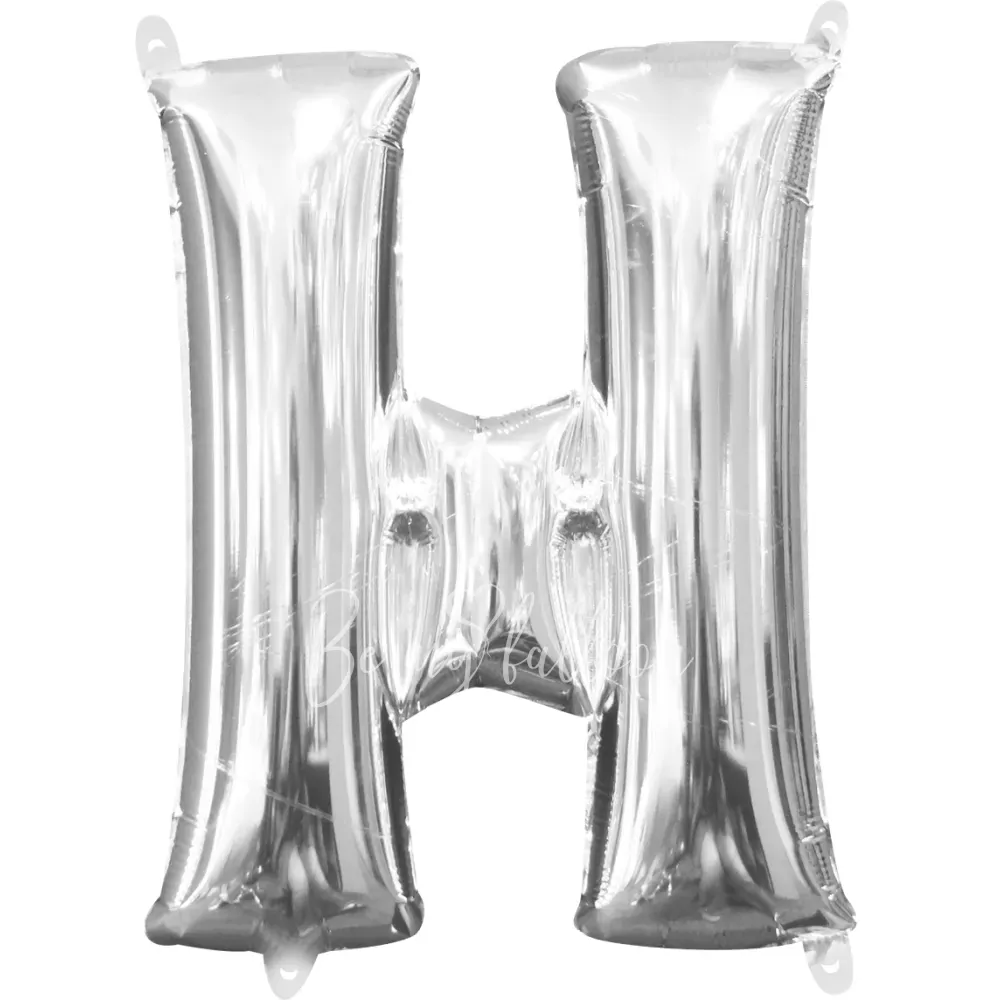 40" Helium foil gloss Silver Letter H balloon