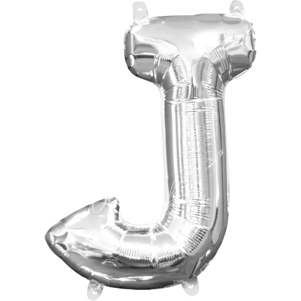 40" Helium foil gloss Silver Letter J balloon