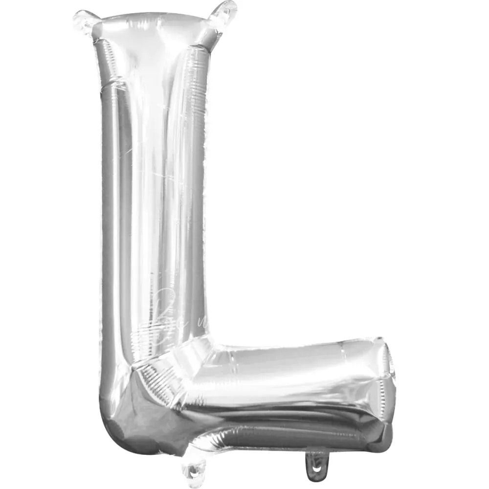 40" Helium foil gloss Silver Letter L balloon