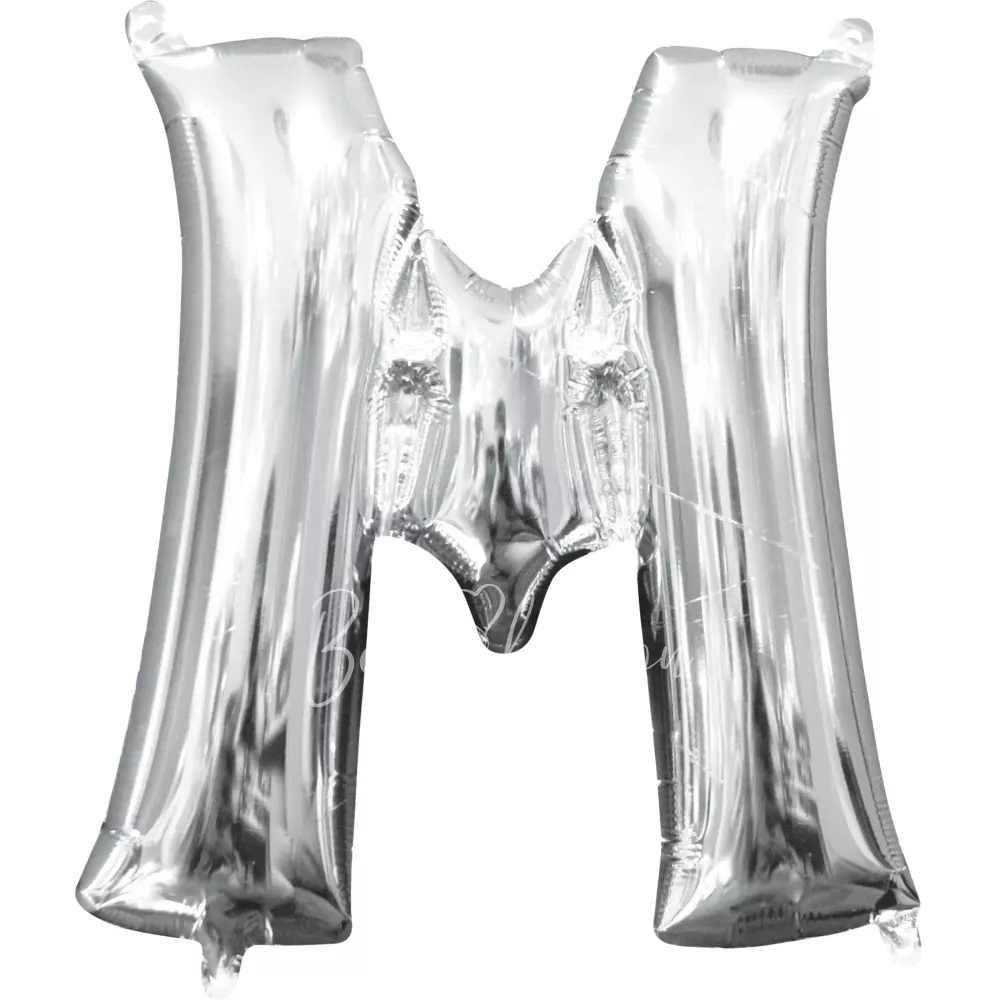 40" Helium foil gloss Silver Letter M balloon