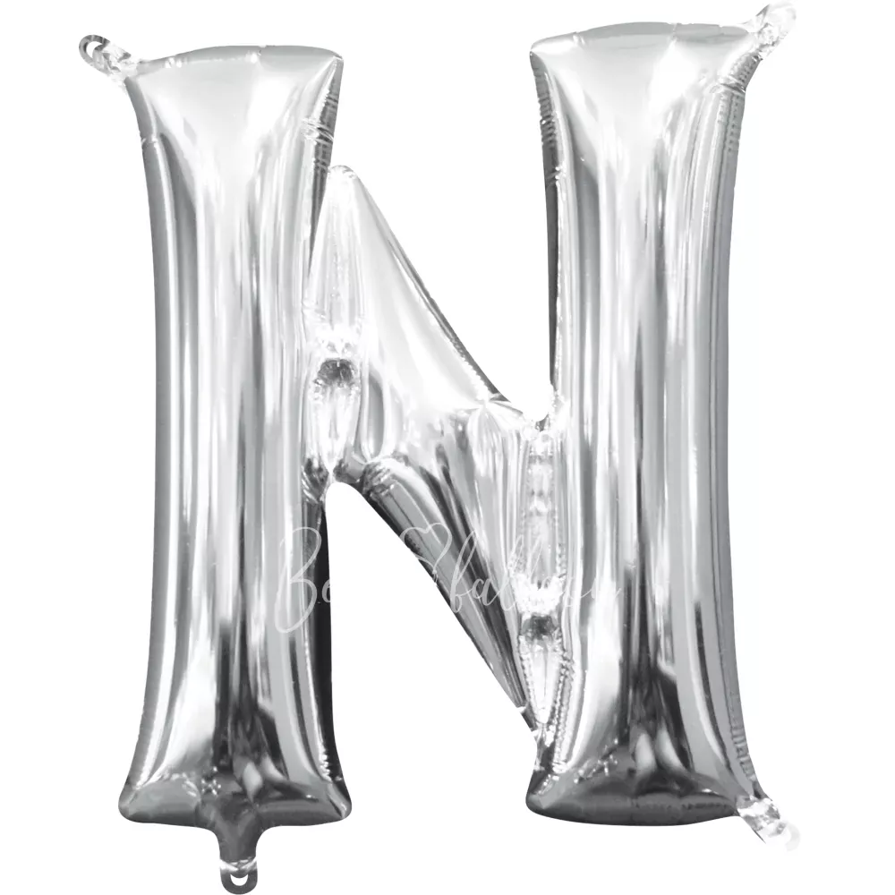 40" Helium foil gloss Silver Letter N balloon