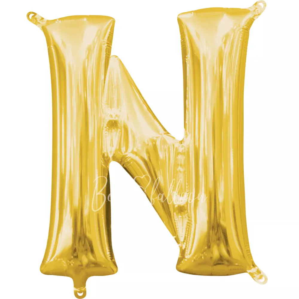 40" Helium foil gloss Gold Letter N balloon