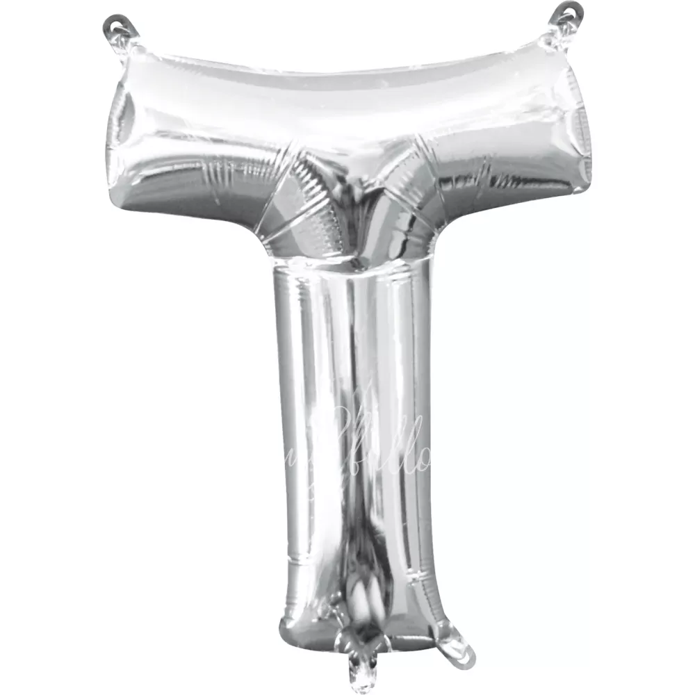 40" بالون هيليوم فويل حرف T اللون فضي لامع