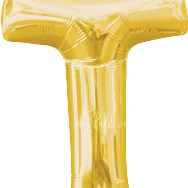 40" Helium foil gloss Gold Letter T balloon