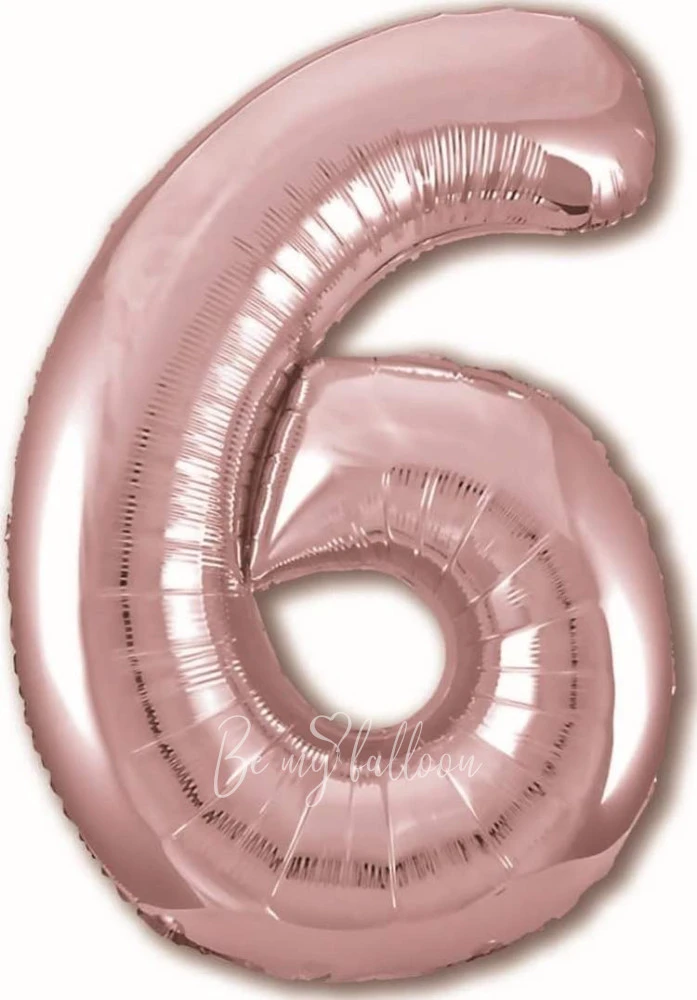 40" Helium foil gloss Rose gold Number 6 balloon