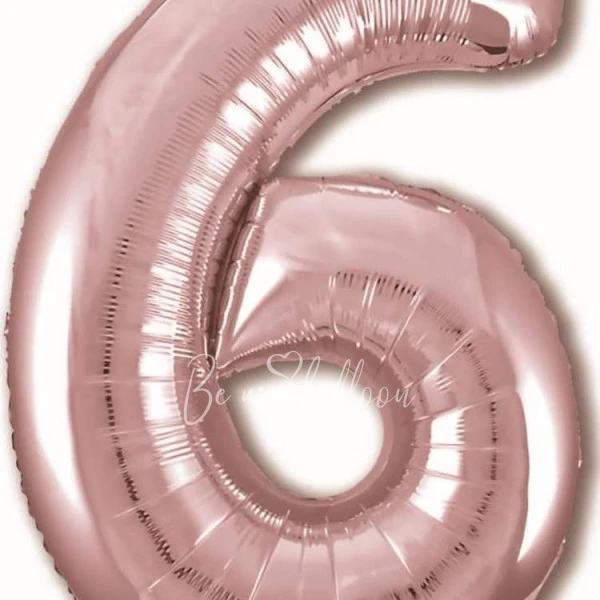 40" Helium foil gloss Rose gold Number 6 balloon