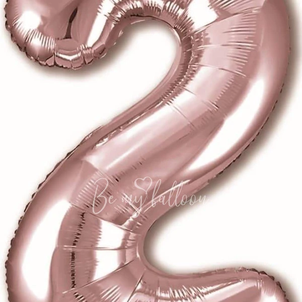 40" بالون هيليوم فويل الرقم 2 اللون ذهبي روز لامع