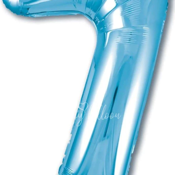 40" Helium foil gloss Light blue Number 7 balloon