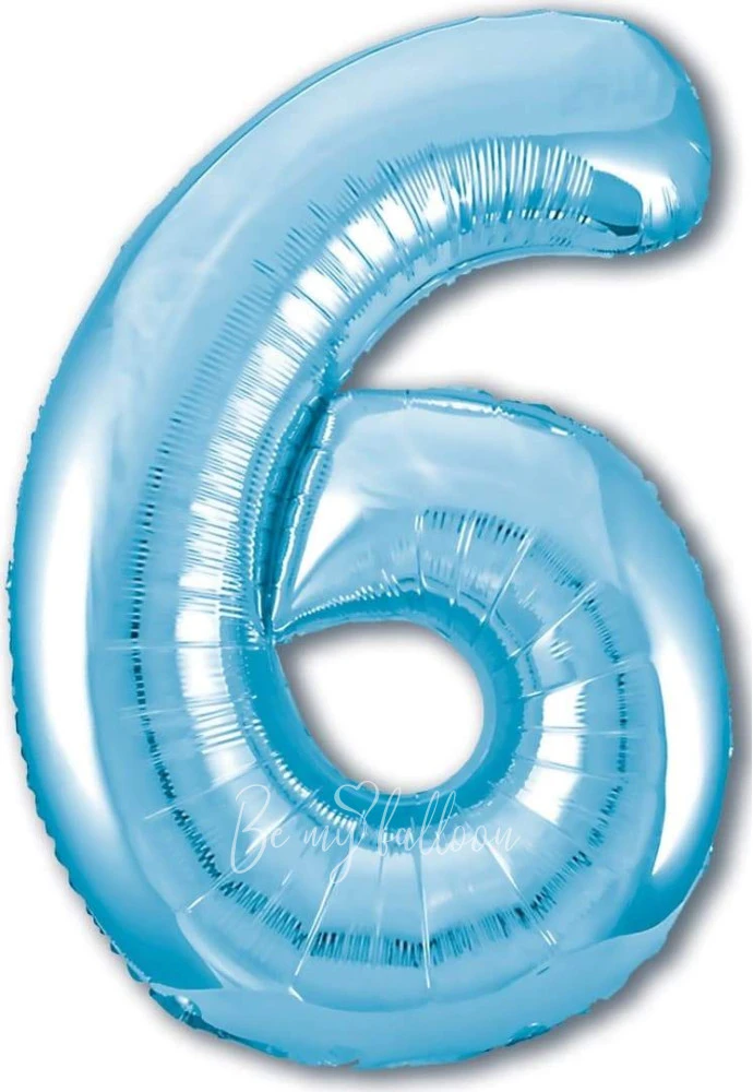 40" Helium foil gloss Light blue Number 6 balloon