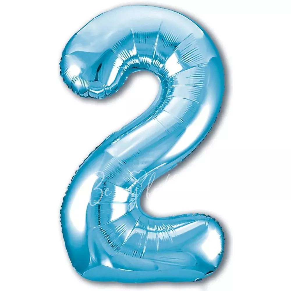 40" Helium foil gloss Light blue Number 2 balloon