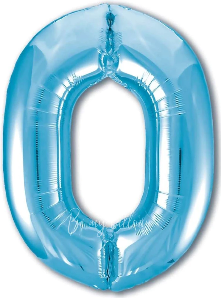 40" Helium foil gloss Light blue Number 0 balloon
