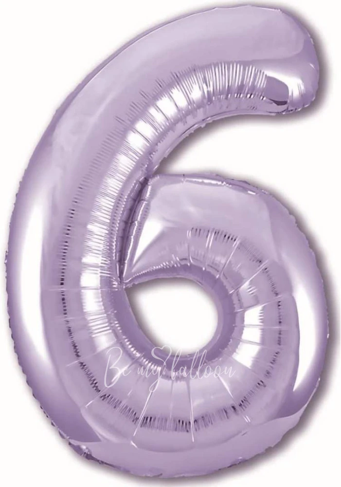 40" Helium foil gloss Lilac Number 6 balloon