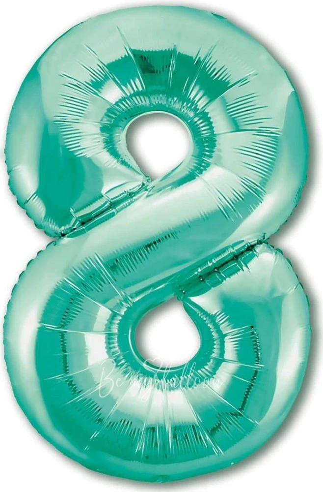 40" Helium foil gloss Biscay green Number 8 balloon