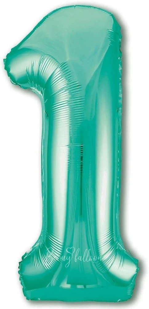 40" Helium foil gloss Biscay green Number 1 balloon