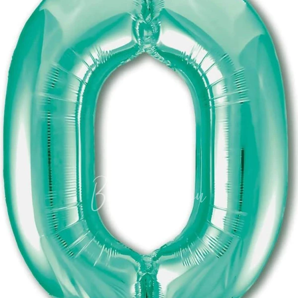 40" Helium foil gloss Biscay green Number 0 balloon
